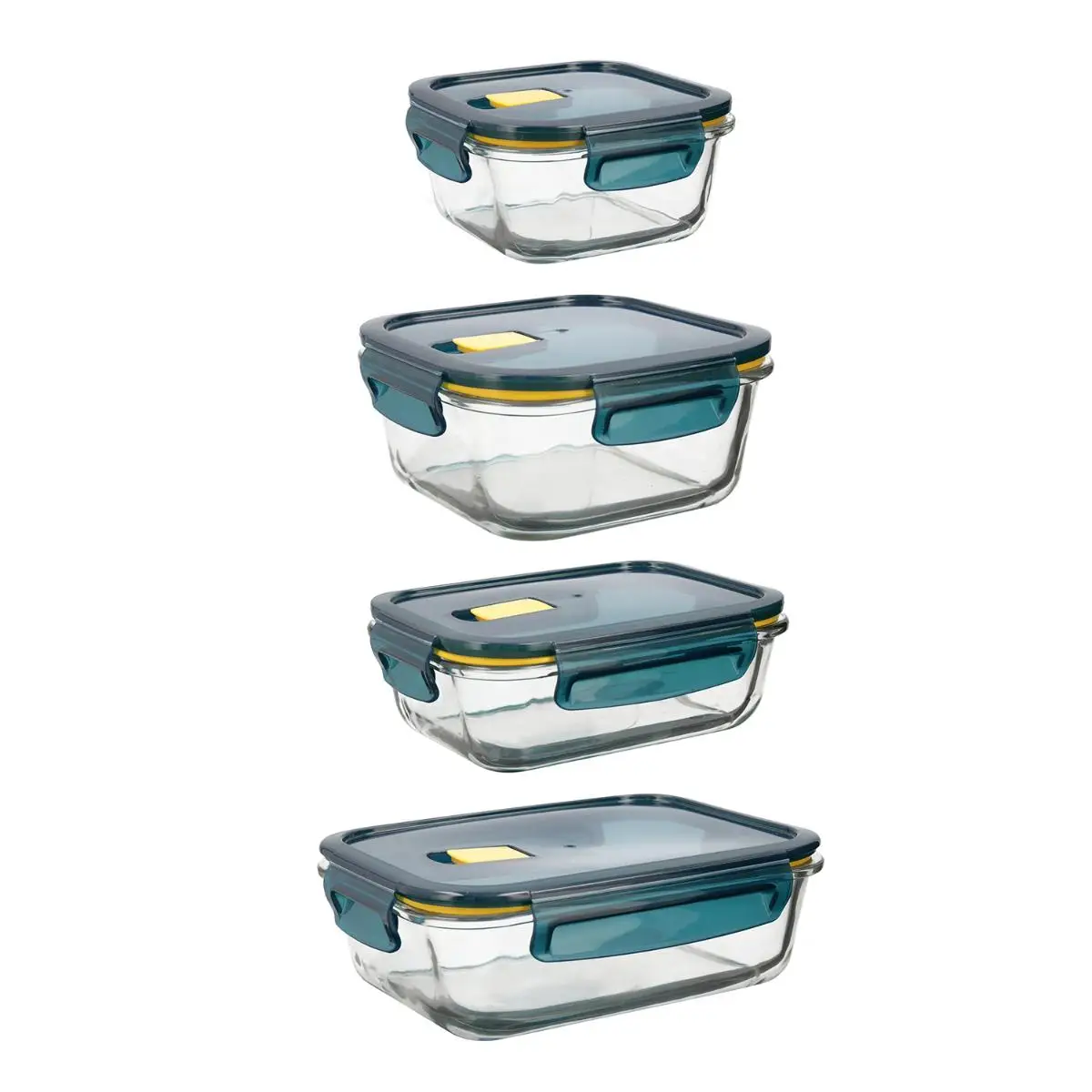 QUID ASTRAL Set 4 Hermeticos Vidrio Astral Qd 52CL - 64CL - 80CL - 104CL Azul Tapa 4 