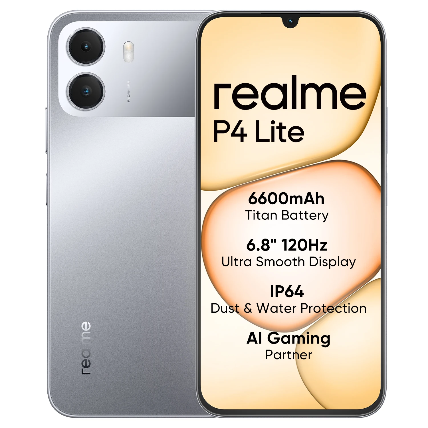 Teléfono inteligente realme P4 Lite, batería de 6600 mAh, carga de 15 W, pantalla de 