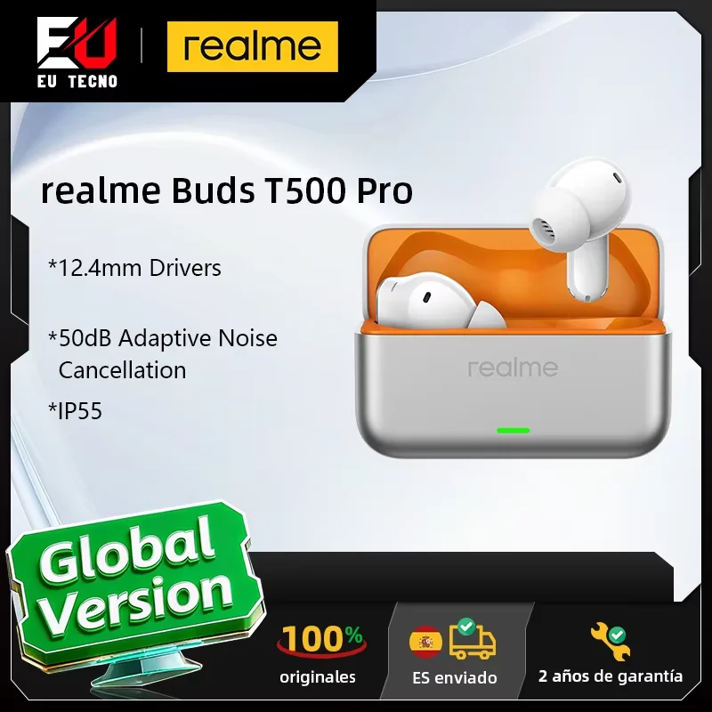 Versión global de los auriculares realme Buds T500 Pro: cancelación de ruido adaptati