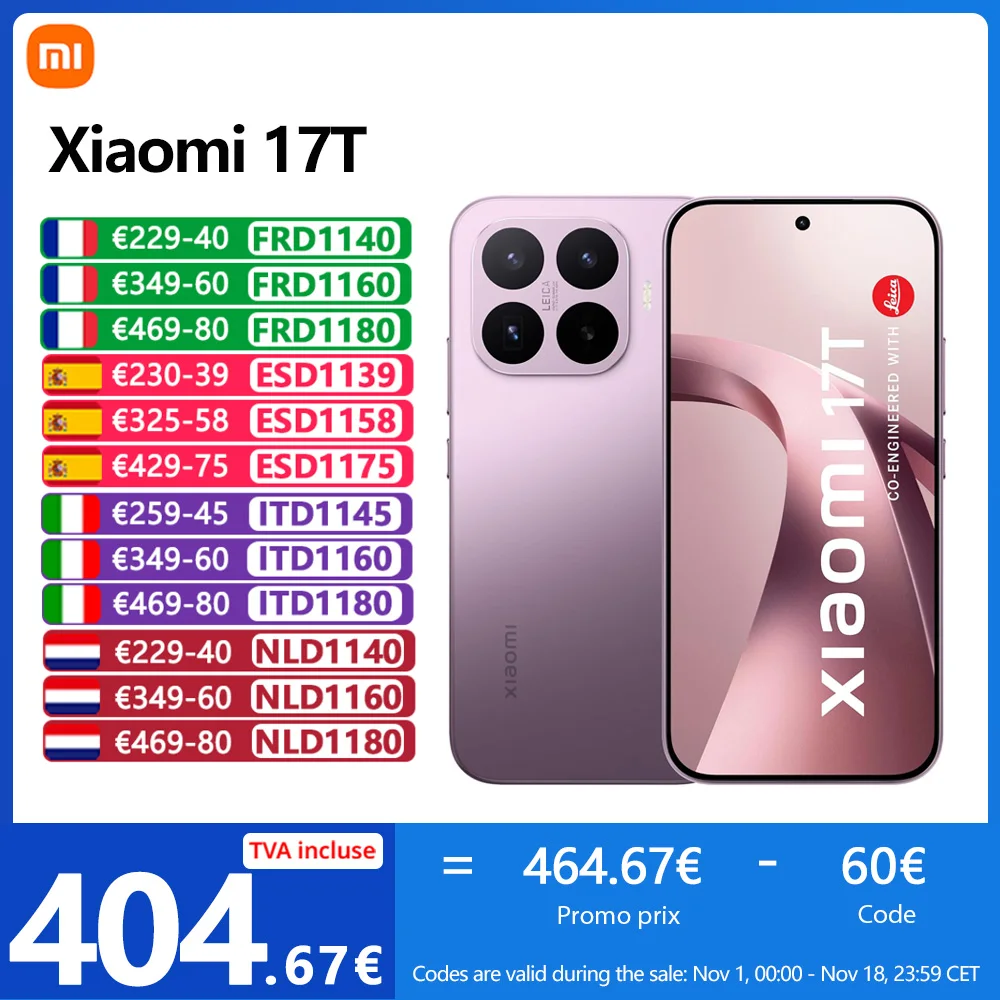 Xiaomi 17T 5G, NFC, MediaTek Dimensity 8500-Ultra, 6,59 pulgadas, 120 Hz, Cámara prin
