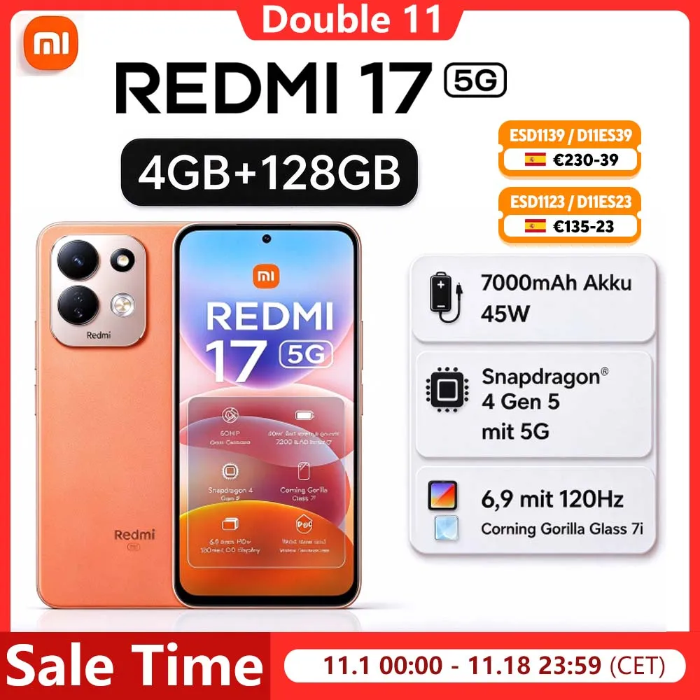 Xiaomi Redmi 17 5G Versión Global Smartphone, NFC, sistema de cámara doble AI de 50MP