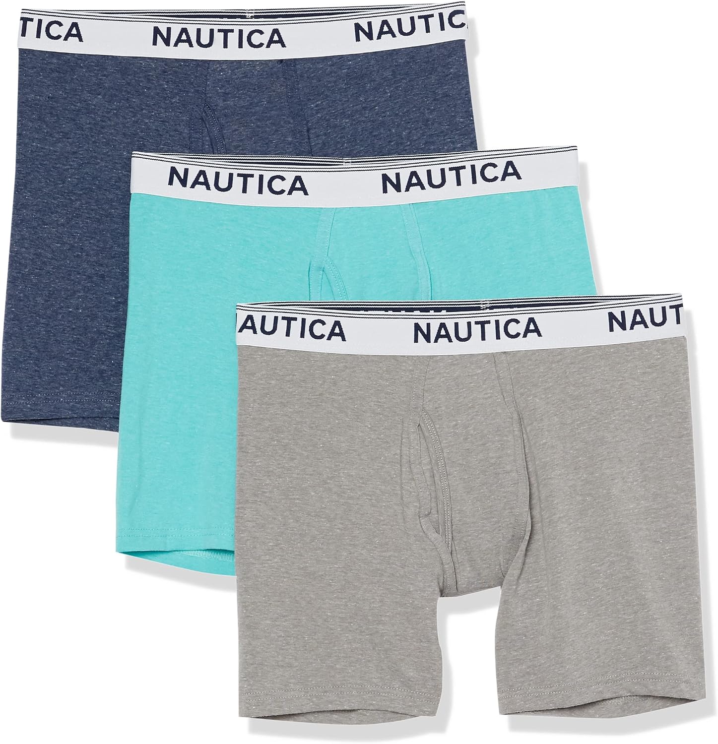 Nautica - Juego de 3 boxers elásticos, colores Peacoat Heather/Light Grey Heather/Atl