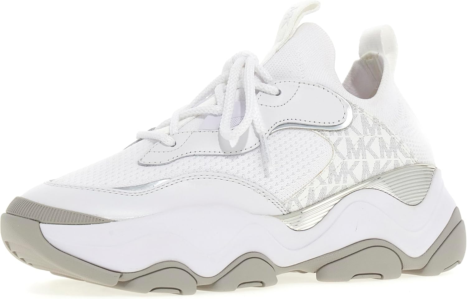 Michael Kors Atlas Knit Trainer en Bright White: estilo premium y confort diario