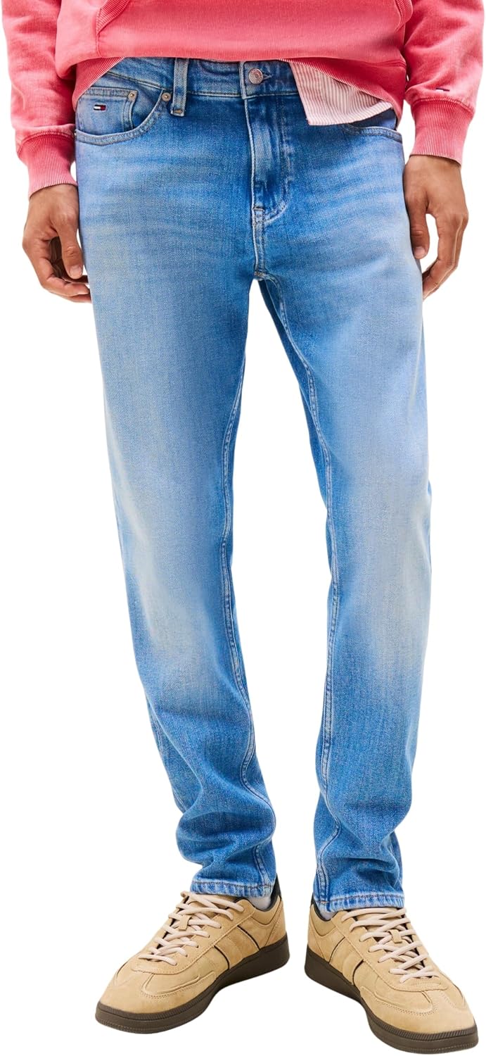 Tommy Jeans Vaqueros Austin Slim Tapered Fit en Denim Azul Medium, estilo impecable p