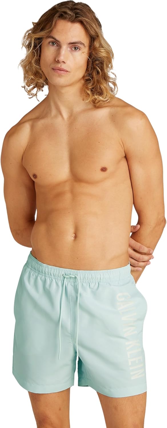 Calvin Klein Bañador Medium Drawstring con Cintura Ajustable, Gris (Moonlight Jade)