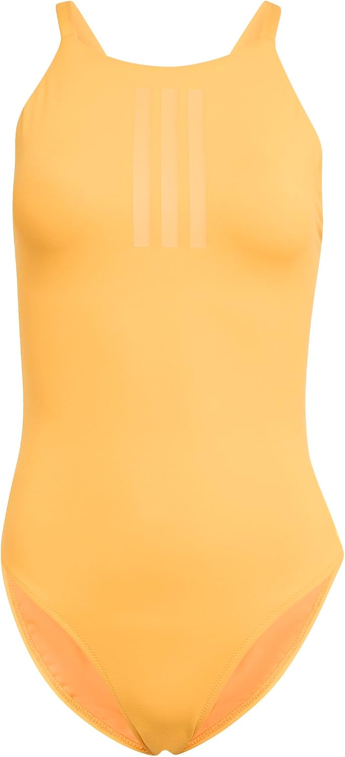 adidas Donna 3-Stripes High Neck PEACHSOFT Swimsuit en Pure Tangerine, con tirantes 2