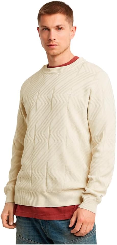 G-STAR Sudadera Zig-Zag Structure Knitted en Blanco: estilo y comodidad que destacan