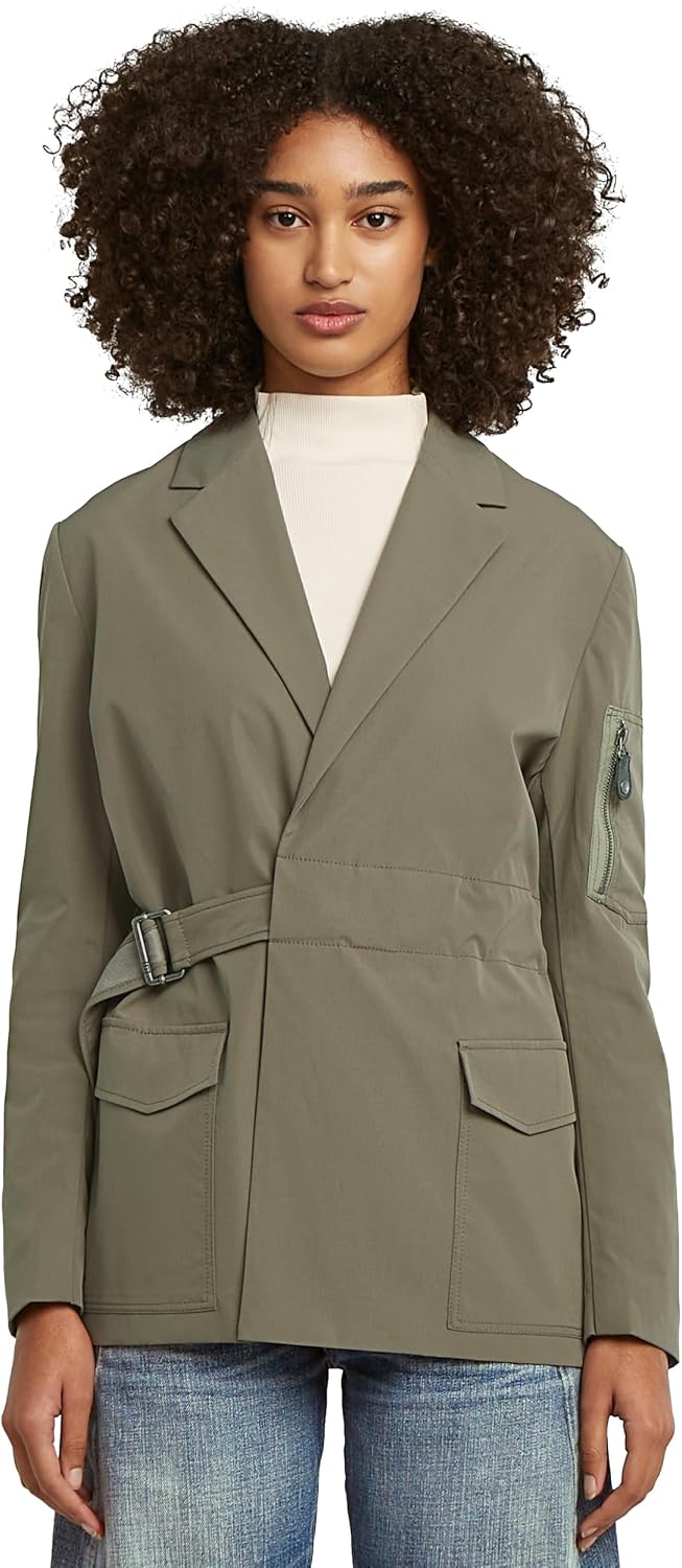 G-STAR Blazer con cinturón en marrón: estilo impecable y versátil