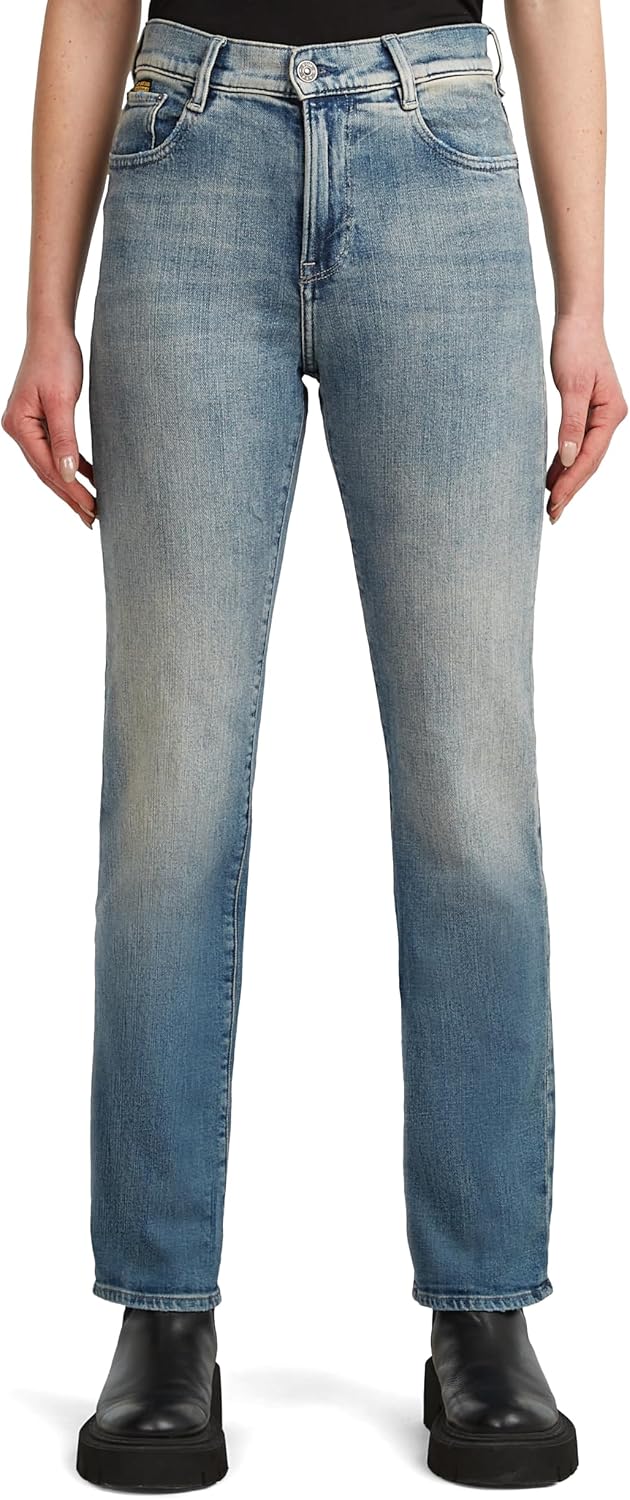 G-STAR Viktoria High Straight Jeans en Azul Antique Faded Steel Blue, estilo auténtic