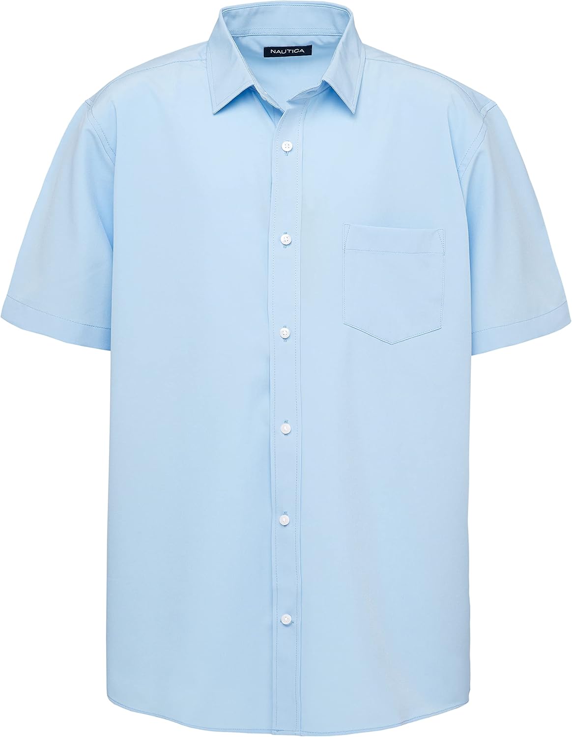 Nautica Camisa Oxford de Manga Corta con Botones y Cuello Abotonado, Ox Blue