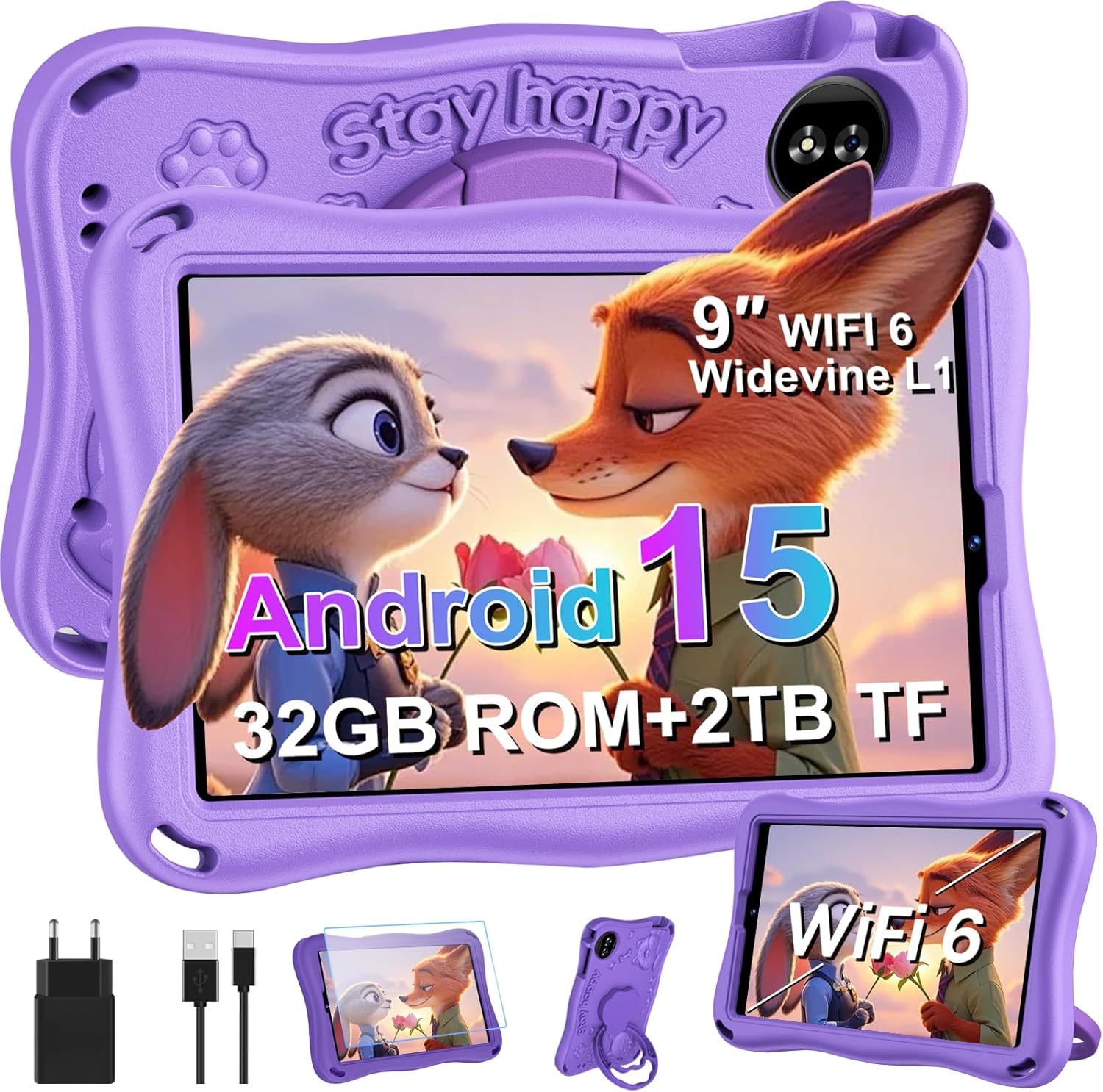 SUAAT Tableta para Niños 9 Pulgadas Android 15