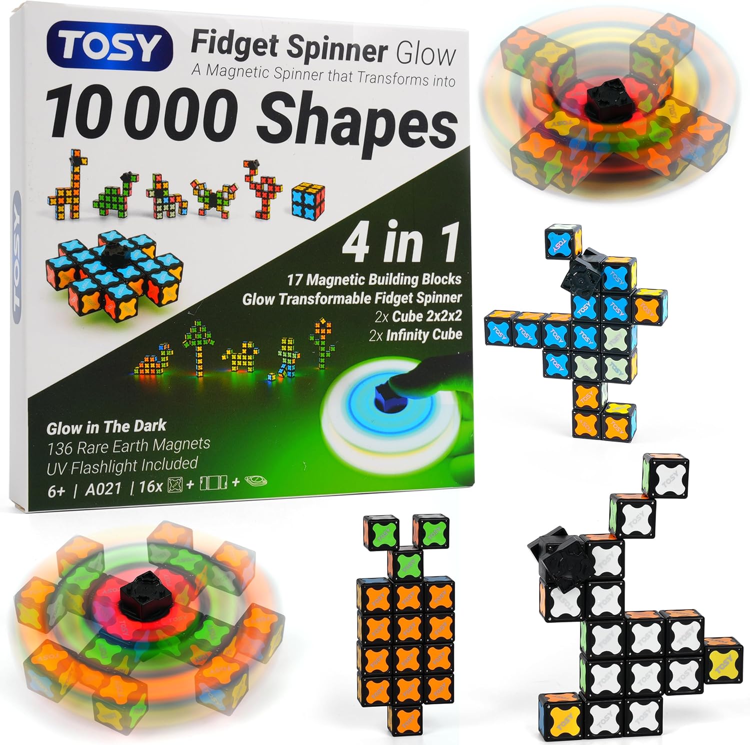 Tosy Magnet Fidget Spinner Glow 16 Bloques