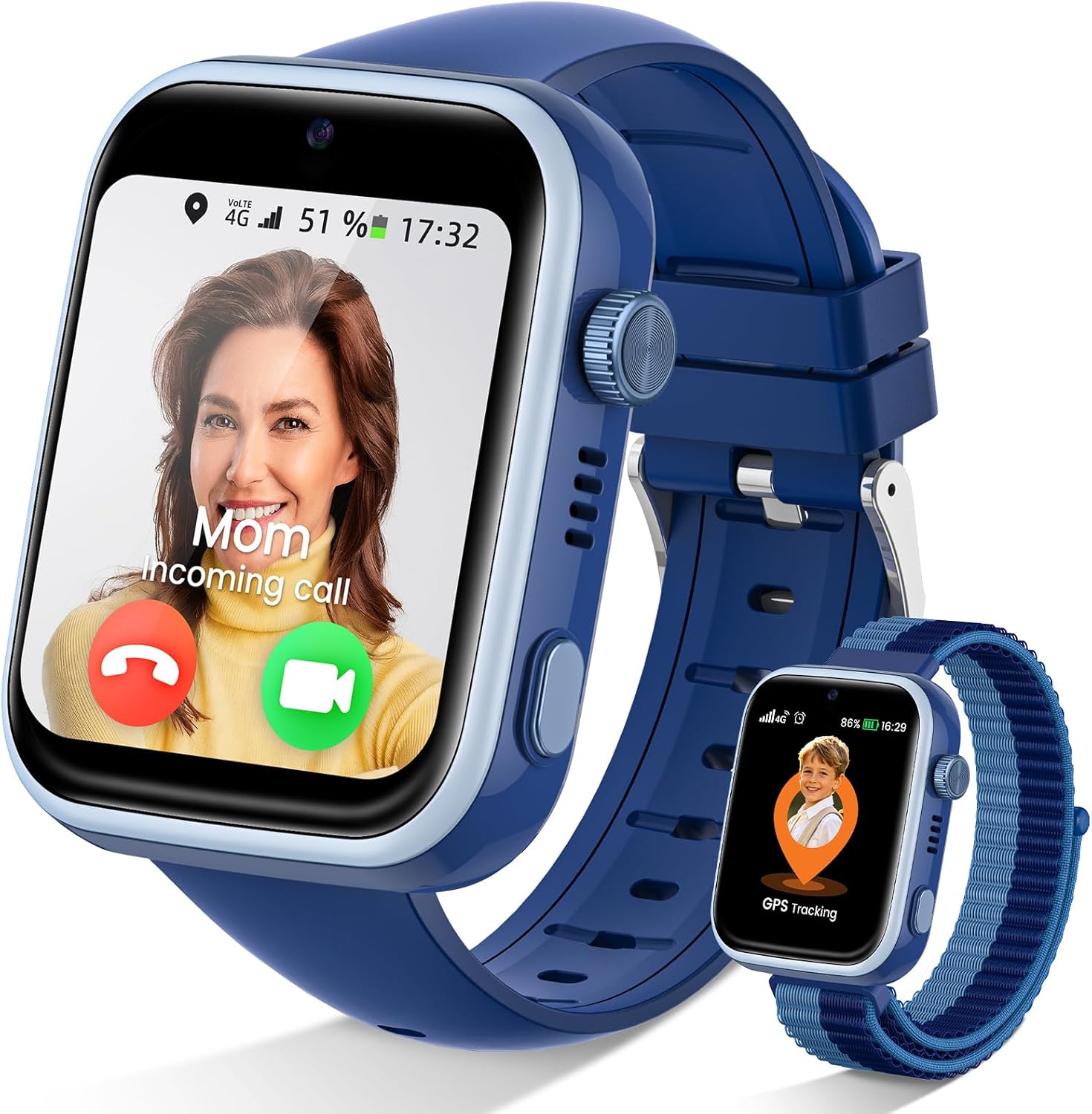 SWGOTA Reloj Inteligente Niños 4G Videollamada GPS Azul