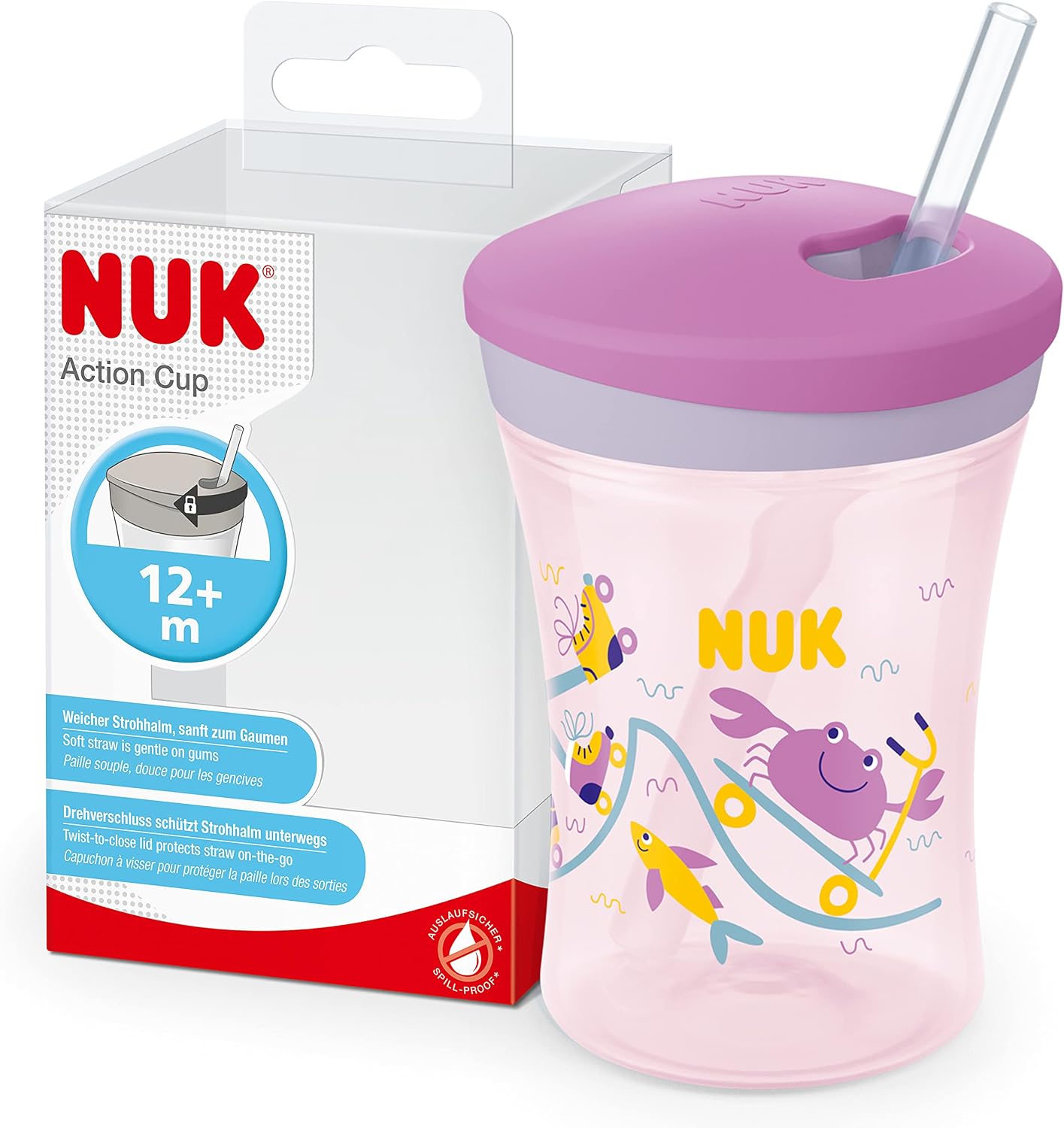 NUK Action Cup Taza con Pajita Blanda 230 ml