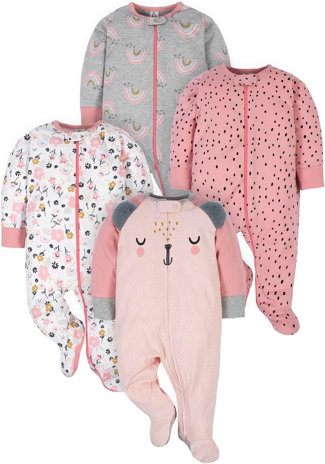 Pack 4 Pijamas Enteros Gerber de Algodón para Bebé