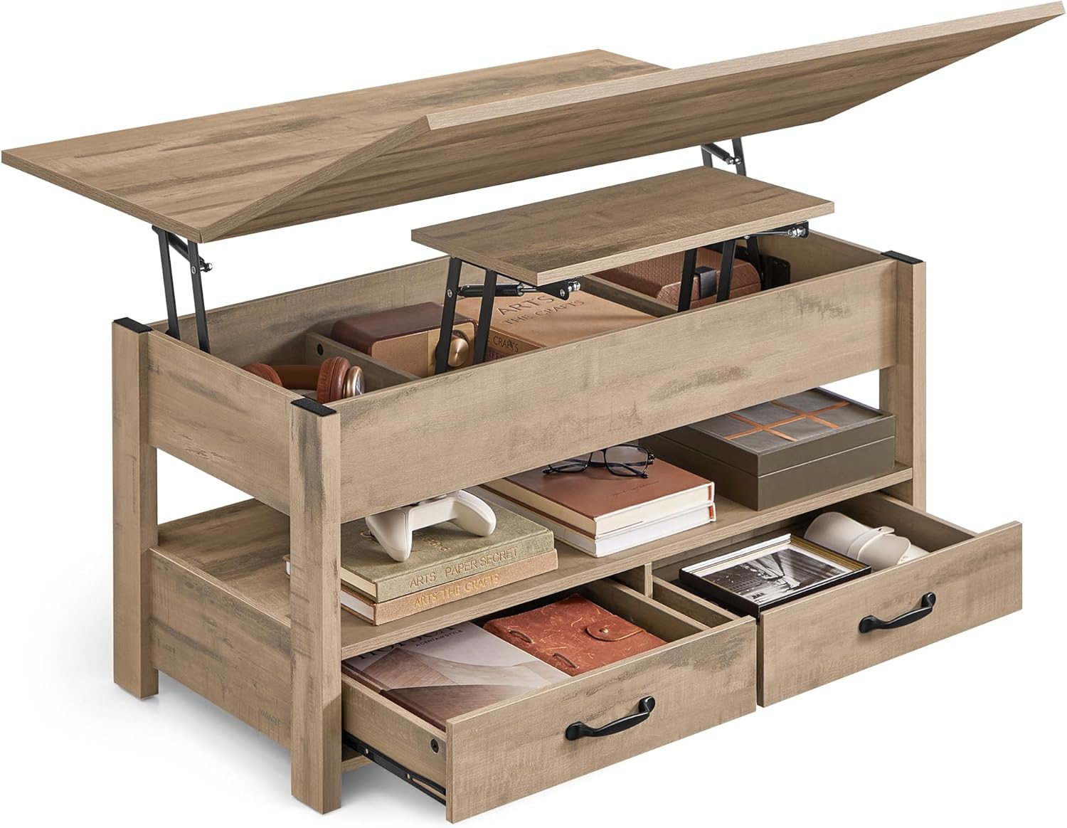Mesa de centro elevable de madera