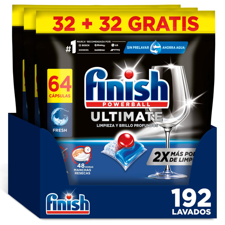 3x Finish Ultimate Detergente 64 Pastillas