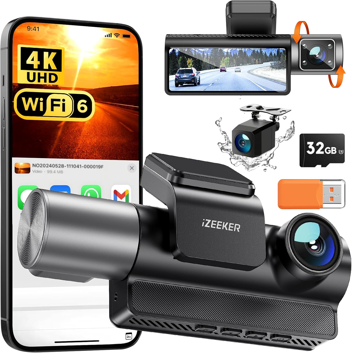 Izeeker iD320 Dashcam 3 Cámaras 4K