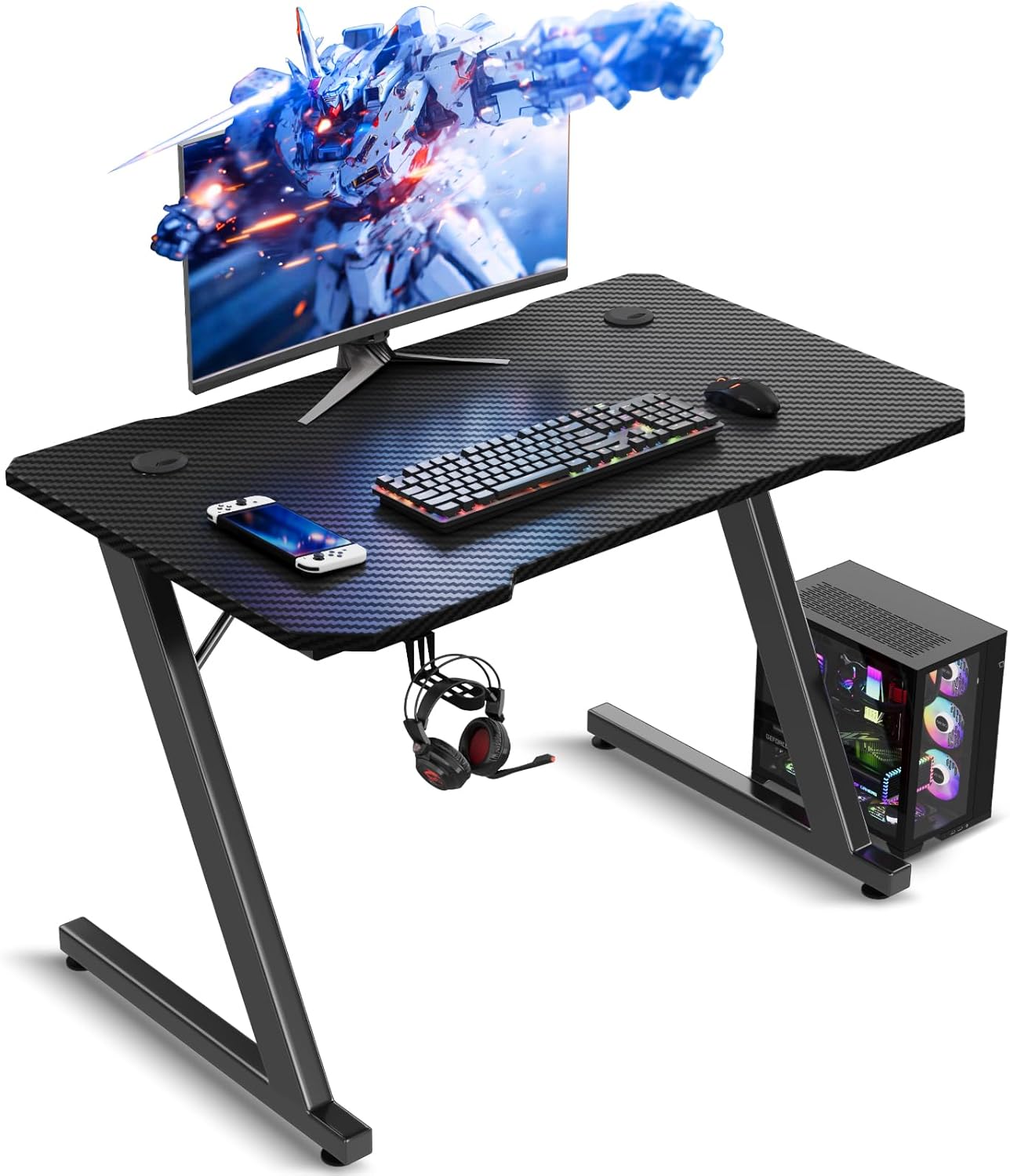 Escritorio Gaming 80x52cm de Fibra Carbono