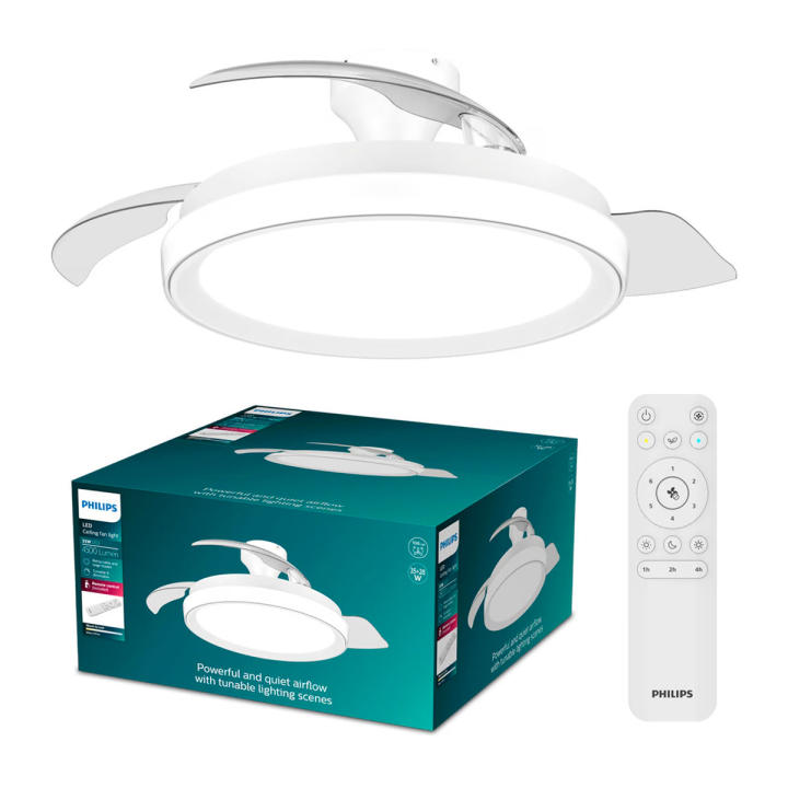 BLISS BLANCO - Ventilador Philips Bliss de Techo Metal Blanco con 3 aspas retractiles