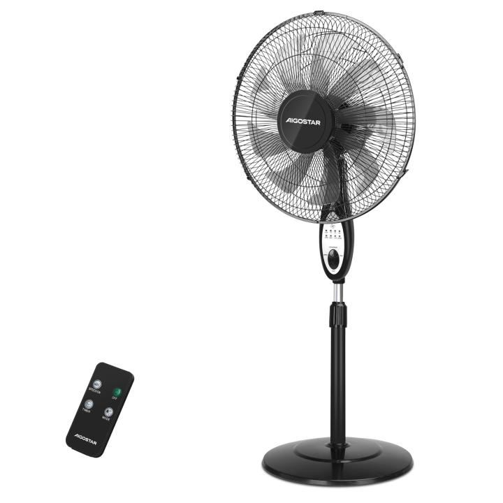 AIGOSTAR Ventilador de Pie con Mando a Distancia, 9 Aspas, 3 Velocidades & 3 Modos, T