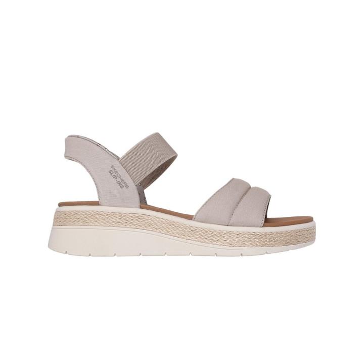Sandalias Planas Skechers 114413 Mujer Taupe ❗️ 🇪🇸
