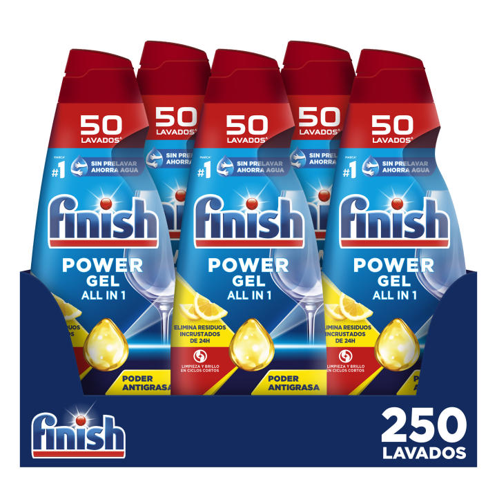 Finish All in 1 Max Power Gel Limón Higiene Lavavajillas 5x 50 lavados ❗️ 🇪🇸