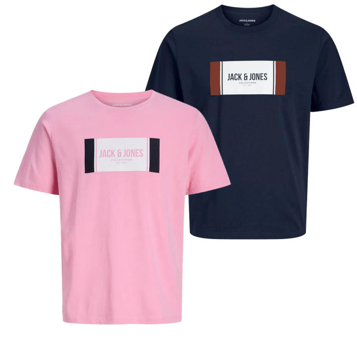Jack & Jones Hombre Pack 2 Camisetas De Algodón Mod JJHAYATO - JJGEM , Logo estampado