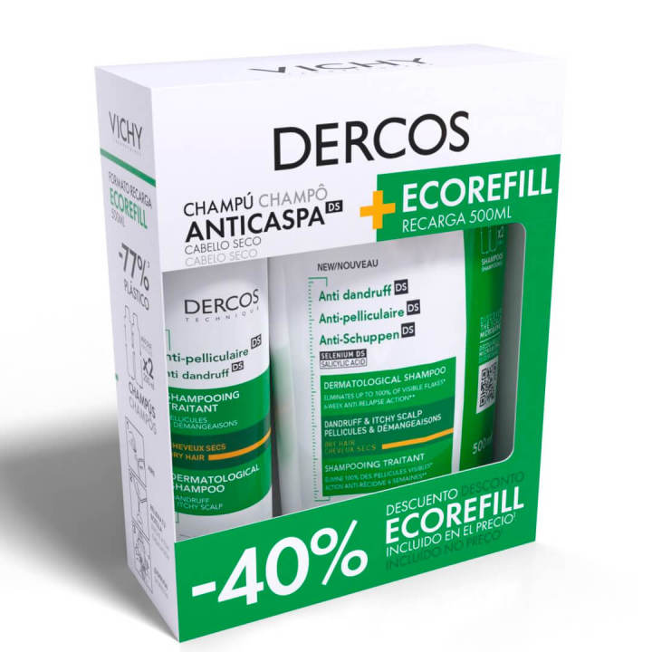 Vichy Dercos Champú Anticaspa Seca 390 ml + Recarga 390 ml Pack ❗️ 🇪🇸