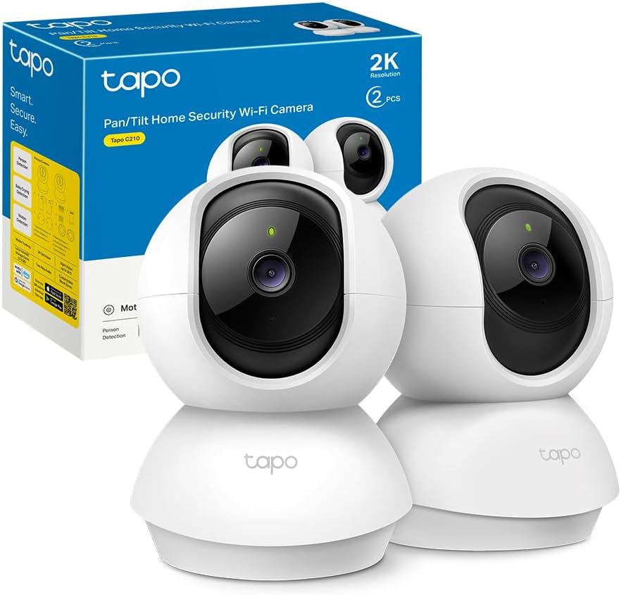 Tapo C210(2-Pack) – Cámara IP WiFi 360° Cámara de Vigilancia 2K (3MP),Visión Nocturna