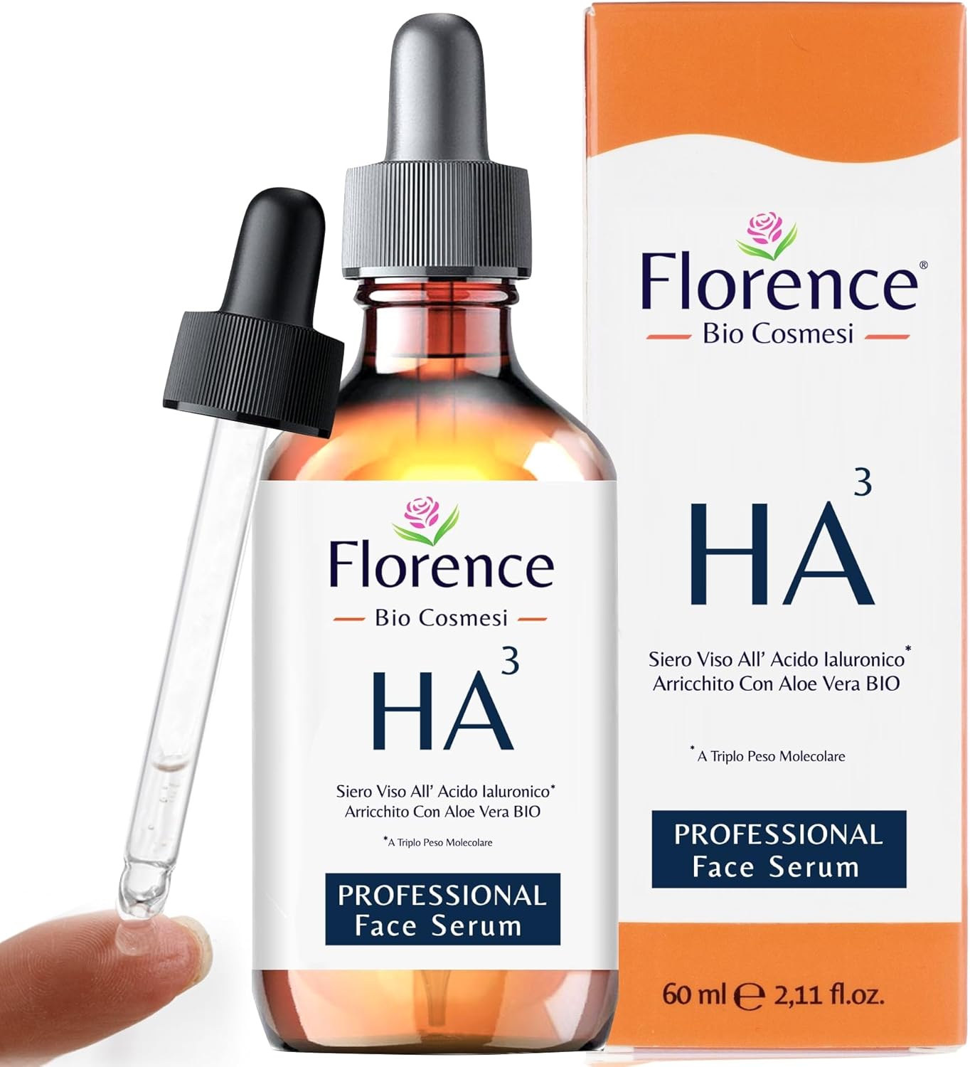 60ml. Bio Sérum Facial con Triple Ácido Hialurónico Puro, Agentes Antiarrugas, Antioj
