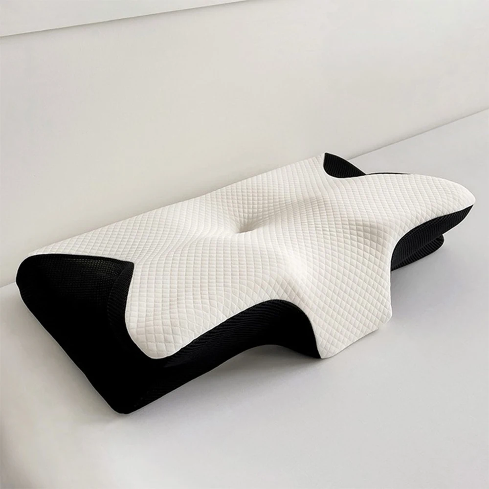 **Almohada Cervical de Espuma Viscoelástica, Diseño Ergonómico en Forma de Mariposa, 