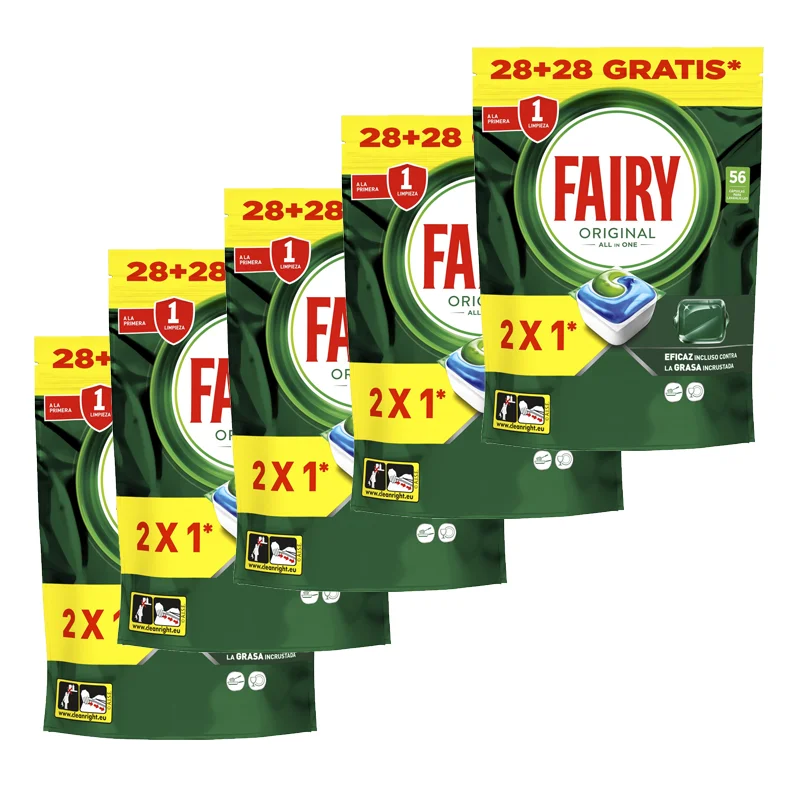 **Fairy Original Detergente Lavavajillas en Cápsulas – Formato 5 Bolsas de 56 (280 Un