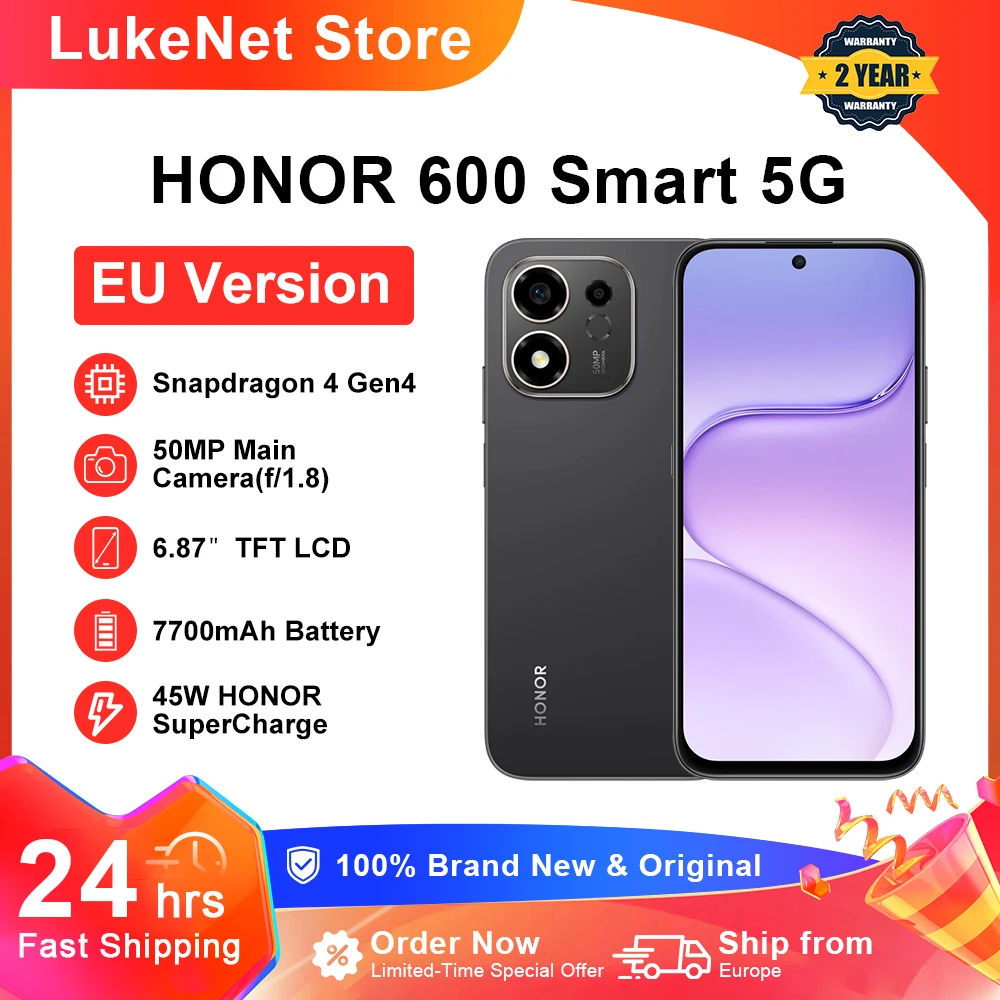**HONOR 600, Teléfono Inteligente 5G, Batería de 7700 mAh, Supercarga de 45 W, Snapdr