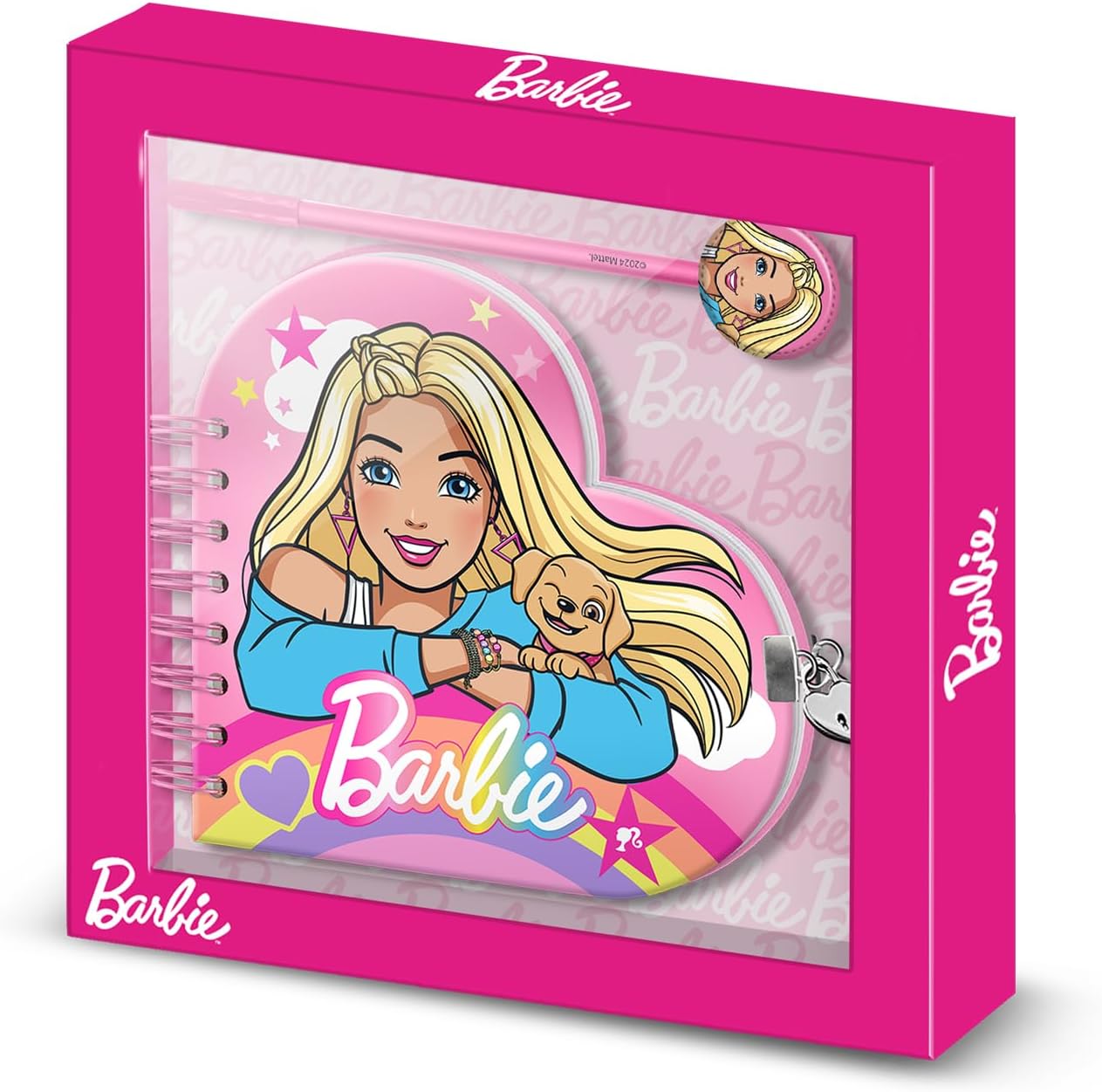 Barbie Rainbow Diario Corazón +Bolígrafo