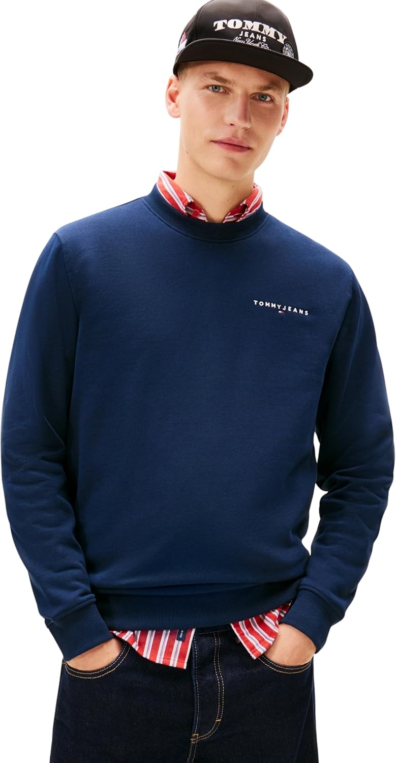 Tommy Jeans ▫️ Sudadera Hombre Linear con Cuello Redondo