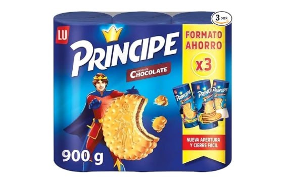 LU Príncipe Galletas Crema de Chocolate 900g (Pack de 3 paquetes de 300g)