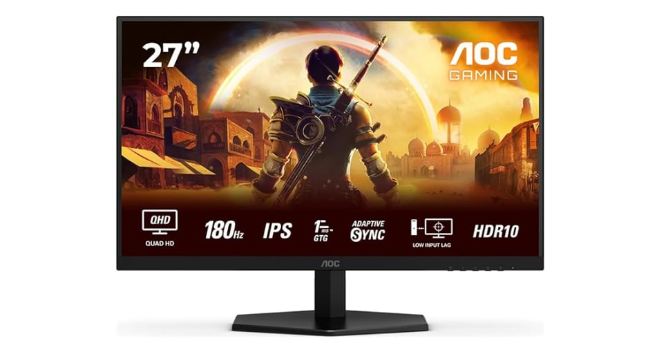 Monitor QHD AOC Gaming 27" 180 Hz 1 ms, FreeSync Premium/ G-Sync, HDR10 Altavoces Int