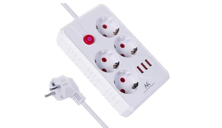 Maclean Regleta 4 Tomas +3 USB