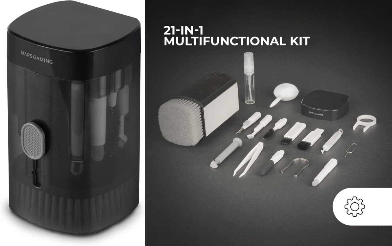 Mars Gaming MA-Kit, Kit de Limpieza Multifunción 21 en 1 para tus dispositivos electr