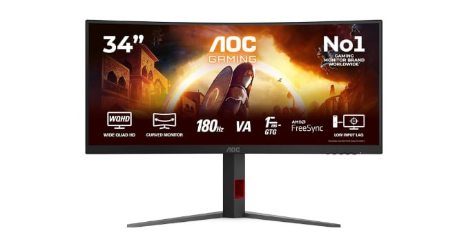 Monitor Gaming AOC CU34G4 34" Curvo WQHD 3440x1440 180Hz HDR10 Fast VA 0.5ms Freesync