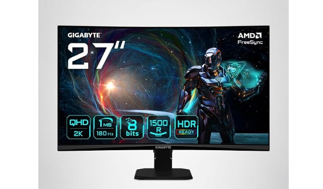 Monitor Curvo Gaming Gigabyte 27" LED VA 2K QHD 180Hz FreeSync Curva