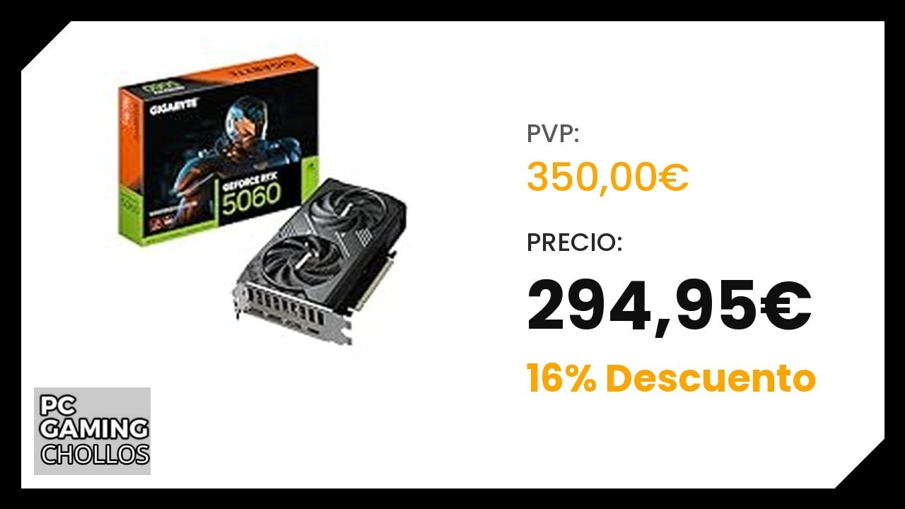 Tarjeta Gráfica Gigabyte GeForce RTX 5060 WINDFORCE MAX OC 8GB GDDR7 Reflex 2 RTX AI 