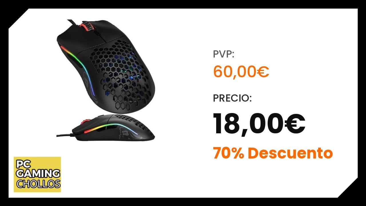 Glorious Gaming Model D - Ratón gaming superligero RGB - sensor Pixart 3360 - 6 boton