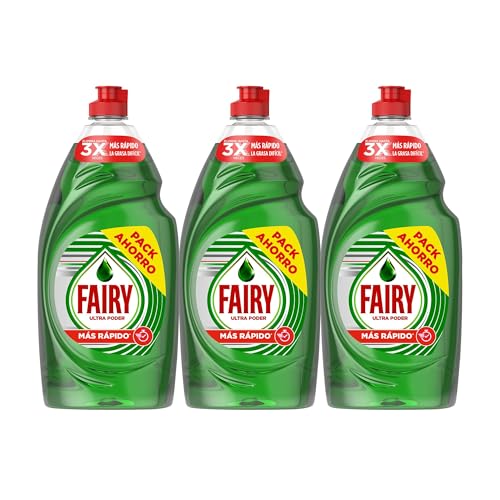 Fairy Ultra Poder Original Líquido Lavavajillas 3x900ML Fórmula Efectiva Que Deja Los