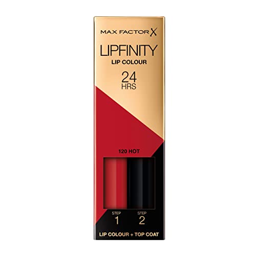 Max Factor LipFinity Lip Colour Lipstick Pintalabios, Tono: 120 Hot - Paso 1: 2.3ml P