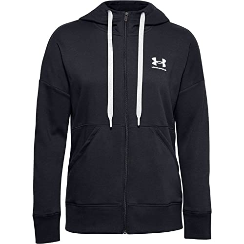 Under Armour Rival Fleece Full Zip Hoodie 1356400-001, Womens Sweatshirt, Black, XS E