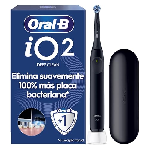 Oral-B iO 2 Cepillo de Dientes Eléctrico Negro Noche, 1 Cabezal, 1 Estuche de Viaje, 