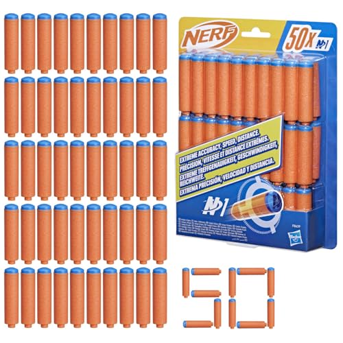 Nerf N Series, Recambio de 50 Dardos de Espuma N, Naranja y Azul, Pack para Lanzadore