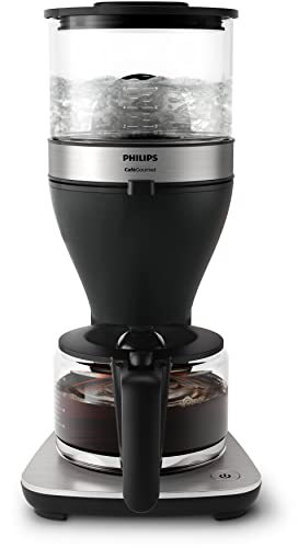 Philips Café Gourmet Cafetera de Goteo - 1.25L, hasta 15 Tazas, Boil & Brew, Negro/Pl